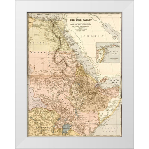 Nile River Valley 1910 White Modern Wood Framed Art Print by Edward Stanford Ltd