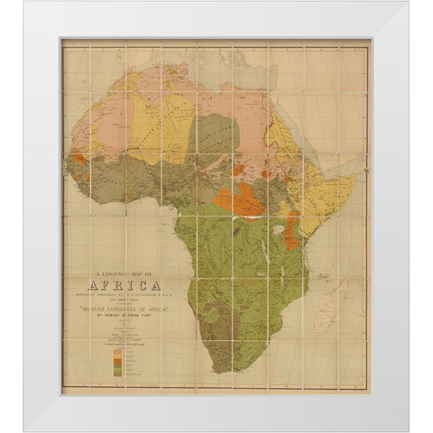 African Languages 1883 White Modern Wood Framed Art Print by Ravenstein, Ernest George