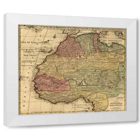 Barbary Black Africa and Guinee 1792 White Modern Wood Framed Art Print by I''sle, Guillaume de