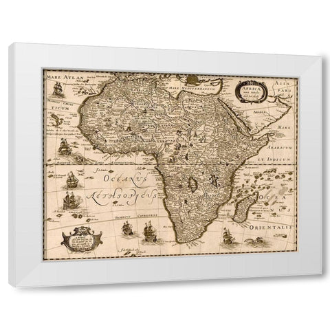 Africa 1640 White Modern Wood Framed Art Print by Hondius, Joducus