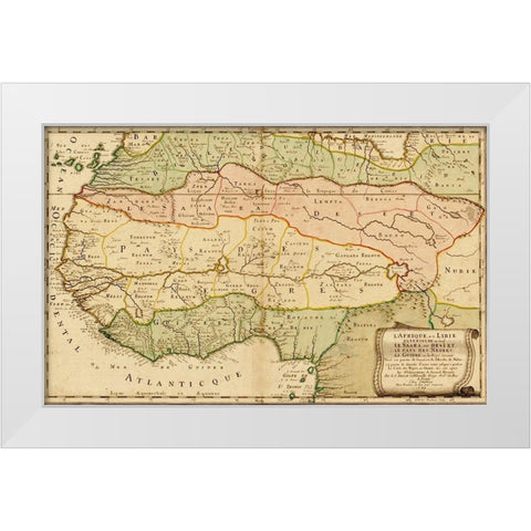 West Africa 1679 White Modern Wood Framed Art Print by Sanson, Nicolas