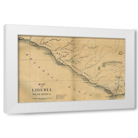 American Colonization Map of Liberia White Modern Wood Framed Art Print by G F Nesbit and Co