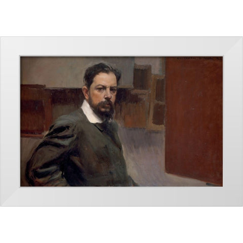 Self Portrait White Modern Wood Framed Art Print by Sorolla, Joaquin