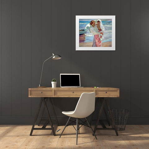 After Bathing White Modern Wood Framed Art Print by Sorolla, Joaquin