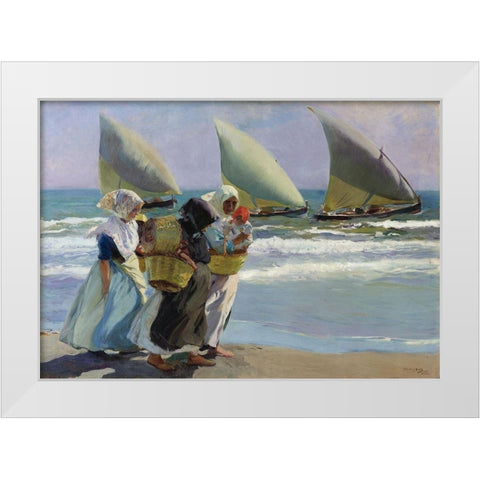 The three candles White Modern Wood Framed Art Print by Sorolla, Joaquin