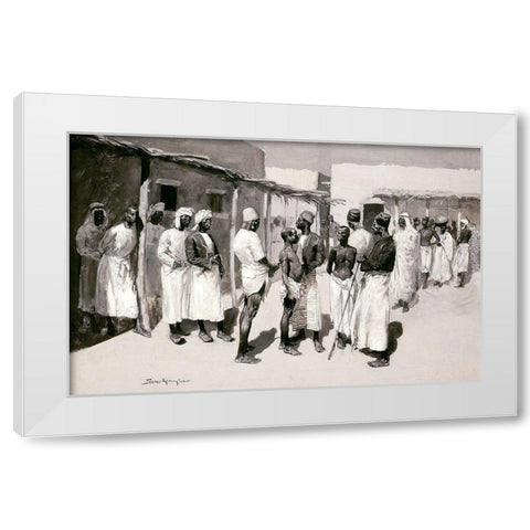 Slave Market White Modern Wood Framed Art Print by Remington, Frederic