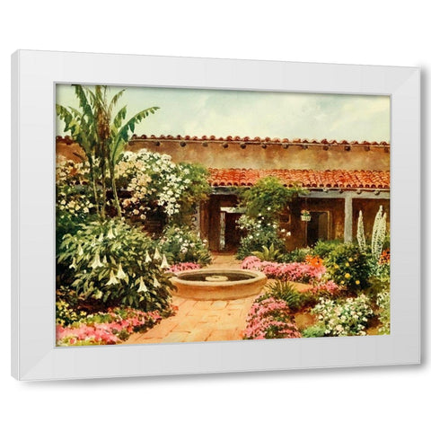 The Pation-old Spanish residence-California 1914 White Modern Wood Framed Art Print by Palmer, Sutton