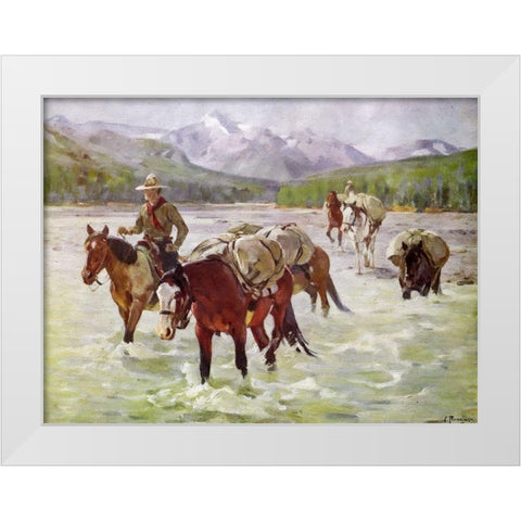 An Easy Fording White Modern Wood Framed Art Print by Rungius, Carl