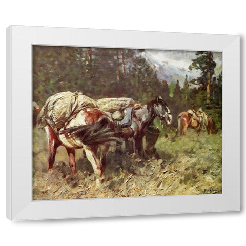 Delay on the trail White Modern Wood Framed Art Print by Rungius, Carl