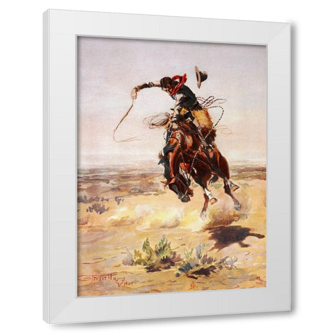 A Bad Hoss White Modern Wood Framed Art Print by Russell, Charles Marion