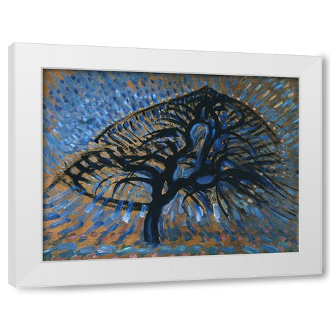 Apple Tree-Pointillist Version White Modern Wood Framed Art Print by Mondrian, Piet