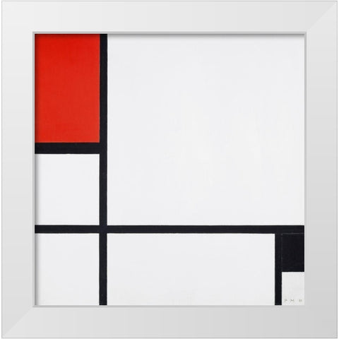 Composition No. I-with red and black White Modern Wood Framed Art Print by Mondrian, Piet