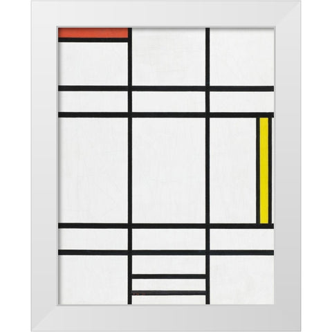 Composition in White-Red-and Yellow White Modern Wood Framed Art Print by Mondrian, Piet