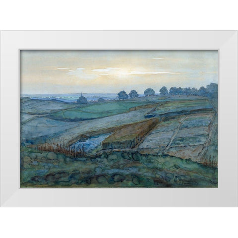 Landscape near Arnhem White Modern Wood Framed Art Print by Mondrian, Piet