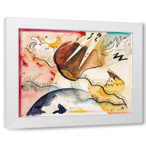 Rain Landscape 1911 White Modern Wood Framed Art Print by Kandinsky, Wassily