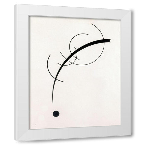 Free Curve to the Point-Accompanying Sound of Geometric Curves 1925 White Modern Wood Framed Art Print by Kandinsky, Wassily