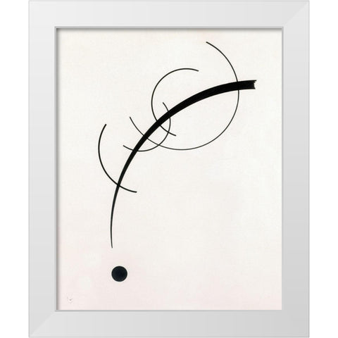 Free Curve to the Point-Accompanying Sound of Geometric Curves 1925 White Modern Wood Framed Art Print by Kandinsky, Wassily