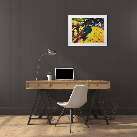 Houses at Murnau 1909 White Modern Wood Framed Art Print by Kandinsky, Wassily