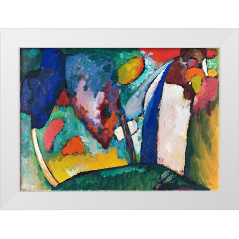 The Waterfall 1909 White Modern Wood Framed Art Print by Kandinsky, Wassily
