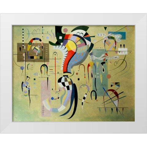 Accompanied Centre 1937 White Modern Wood Framed Art Print by Kandinsky, Wassily