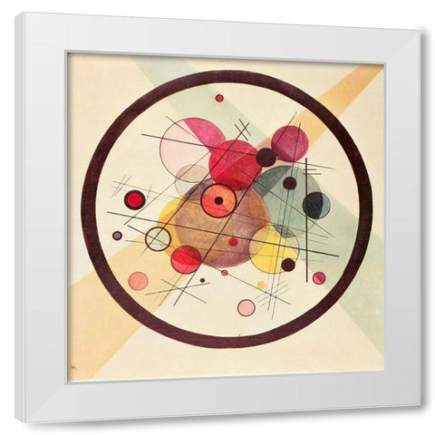 Circles in a Circle 1923 White Modern Wood Framed Art Print by Kandinsky, Wassily