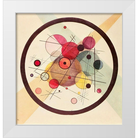 Circles in a Circle 1923 White Modern Wood Framed Art Print by Kandinsky, Wassily