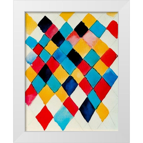 Colour Study with Lozenges c.1913 White Modern Wood Framed Art Print by Kandinsky, Wassily