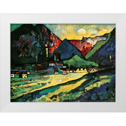 Murnau Landscape 1909 White Modern Wood Framed Art Print by Kandinsky, Wassily