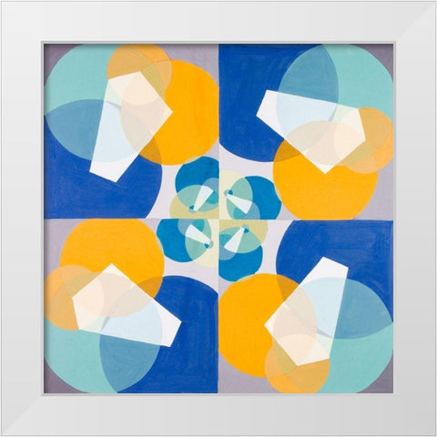 Green Squares White Modern Wood Framed Art Print by Schillinger, Joseph