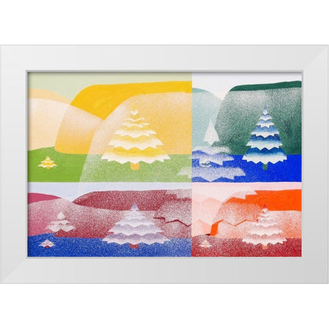 Trees White Modern Wood Framed Art Print by Schillinger, Joseph