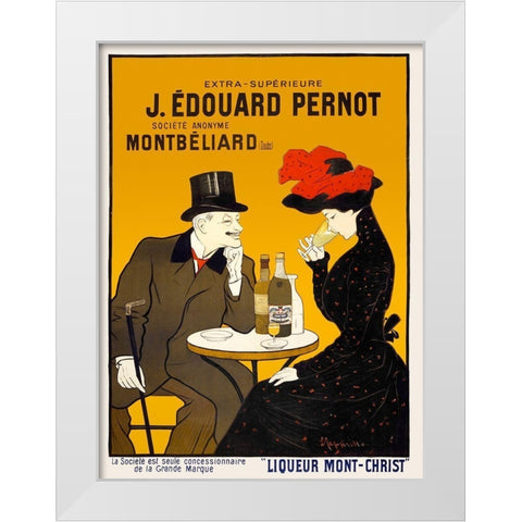 Man and woman at a cafe White Modern Wood Framed Art Print by Cappiello, Leonetto