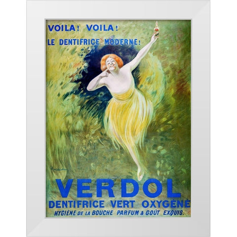 Verdol-oxygenated green toothpaste White Modern Wood Framed Art Print by Cappiello, Leonetto
