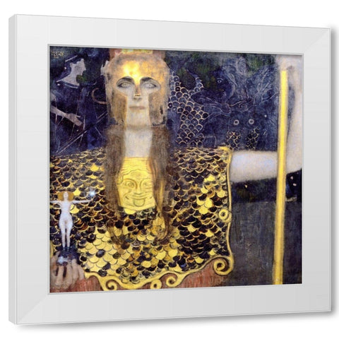 Pallas Athena White Modern Wood Framed Art Print by Klimt, Gustav