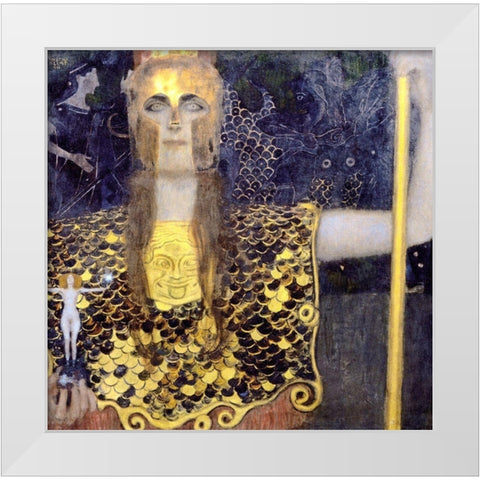 Pallas Athena White Modern Wood Framed Art Print by Klimt, Gustav