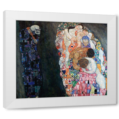 Death and Life White Modern Wood Framed Art Print by Klimt, Gustav