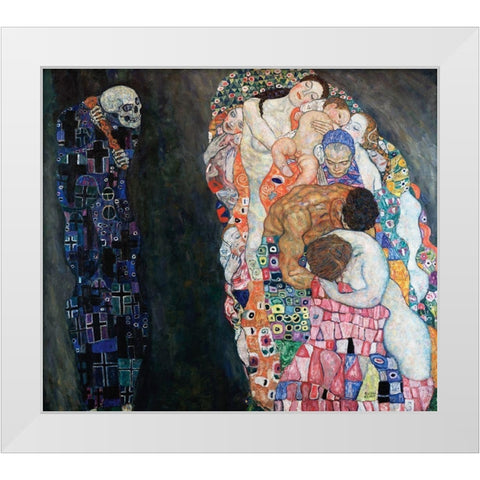 Death and Life White Modern Wood Framed Art Print by Klimt, Gustav
