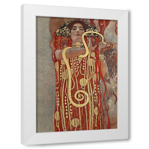 Hygieia White Modern Wood Framed Art Print by Klimt, Gustav