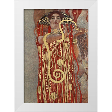 Hygieia White Modern Wood Framed Art Print by Klimt, Gustav