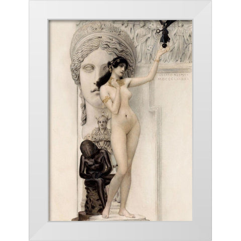 Allegory of Sculpture White Modern Wood Framed Art Print by Klimt, Gustav