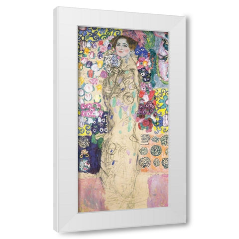 Portrait of Maria Munk White Modern Wood Framed Art Print by Klimt, Gustav