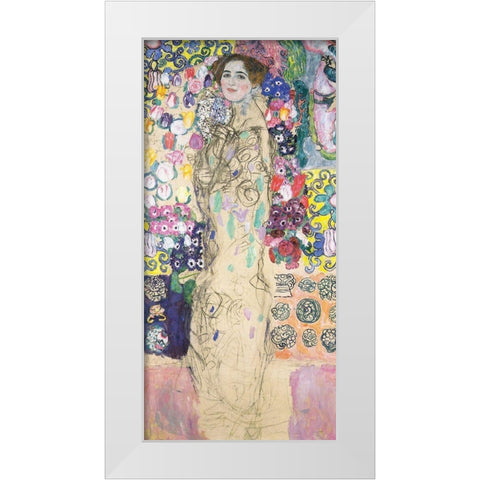 Portrait of Maria Munk White Modern Wood Framed Art Print by Klimt, Gustav