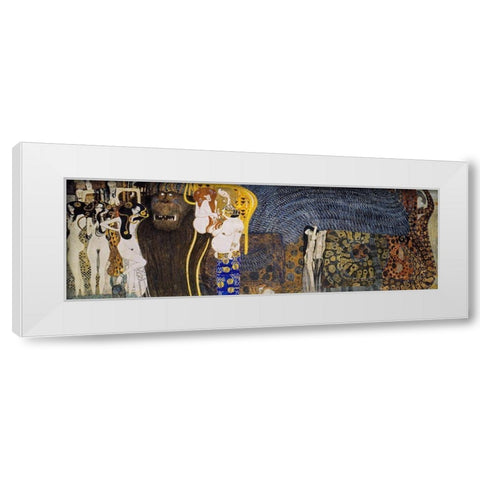 The Hostile Powers White Modern Wood Framed Art Print by Klimt, Gustav