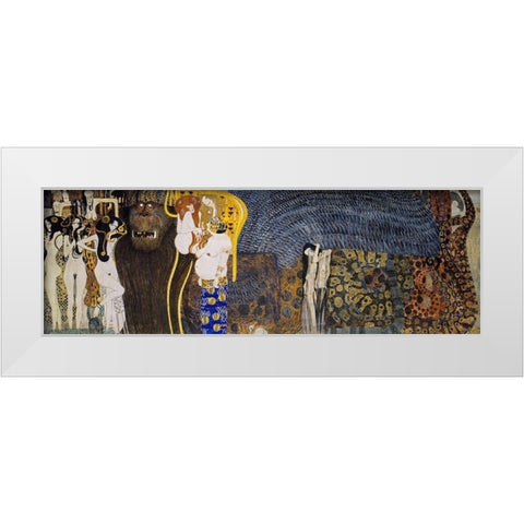 The Hostile Powers White Modern Wood Framed Art Print by Klimt, Gustav