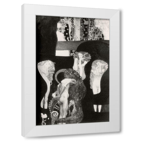 Jurisprudence White Modern Wood Framed Art Print by Klimt, Gustav