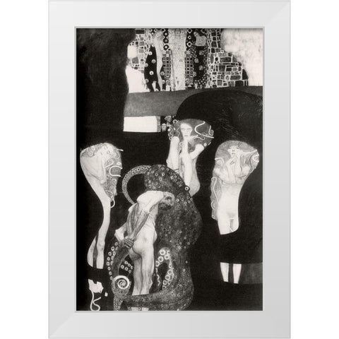 Jurisprudence White Modern Wood Framed Art Print by Klimt, Gustav