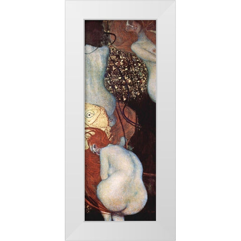 Goldfish White Modern Wood Framed Art Print by Klimt, Gustav