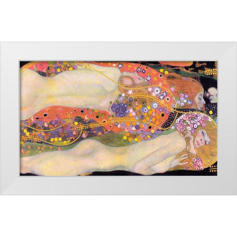 Water Serpents II White Modern Wood Framed Art Print by Klimt, Gustav