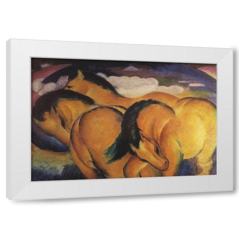 Little Yellow Horses White Modern Wood Framed Art Print by Marc, Franz