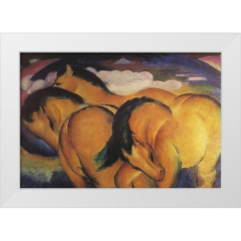 Little Yellow Horses White Modern Wood Framed Art Print by Marc, Franz