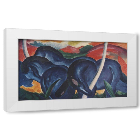 The Blue Horses White Modern Wood Framed Art Print by Marc, Franz